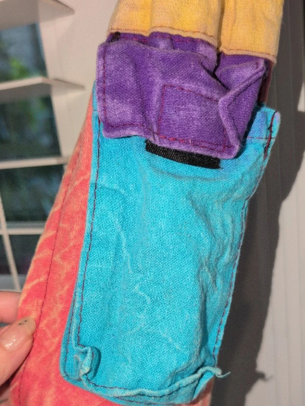 Boho Patchwork Crossbody Hobo Bag in Teal, Pink & Coral